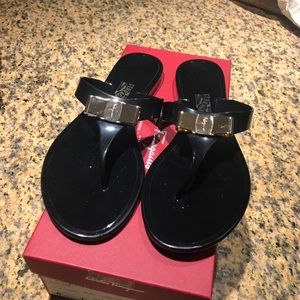 Ferragamo Farrella Jelly Rhong Sandals Black US8